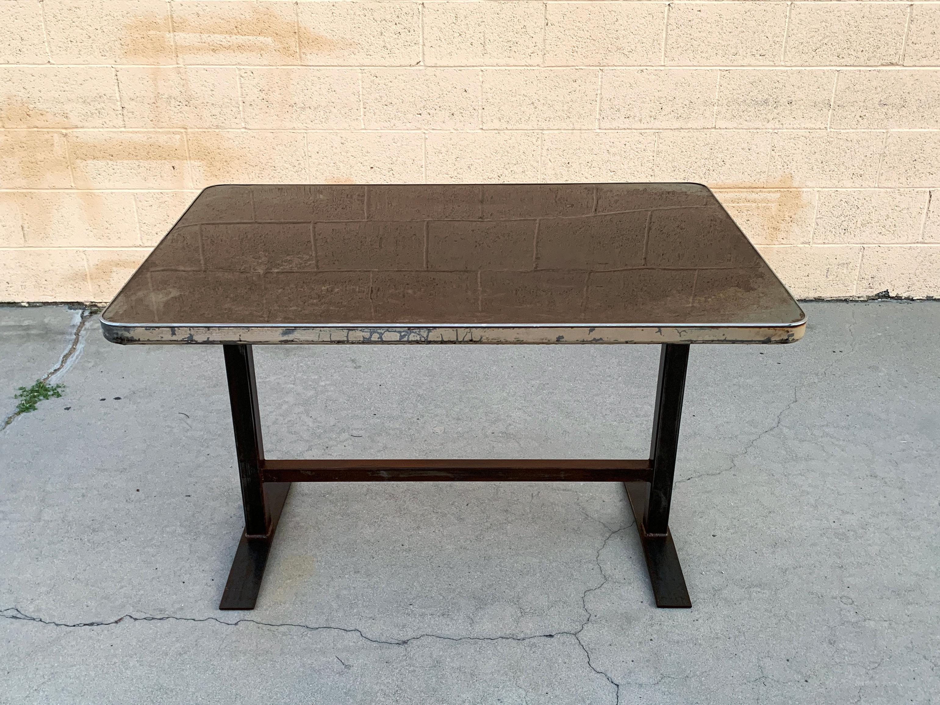 North American Unique Tanker Table with Resin Top and Custom Base For Sale