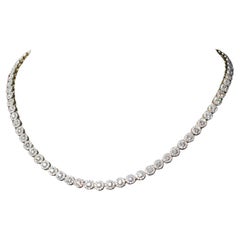 Collier tennis unique en or 14 carats avec grappe de diamants