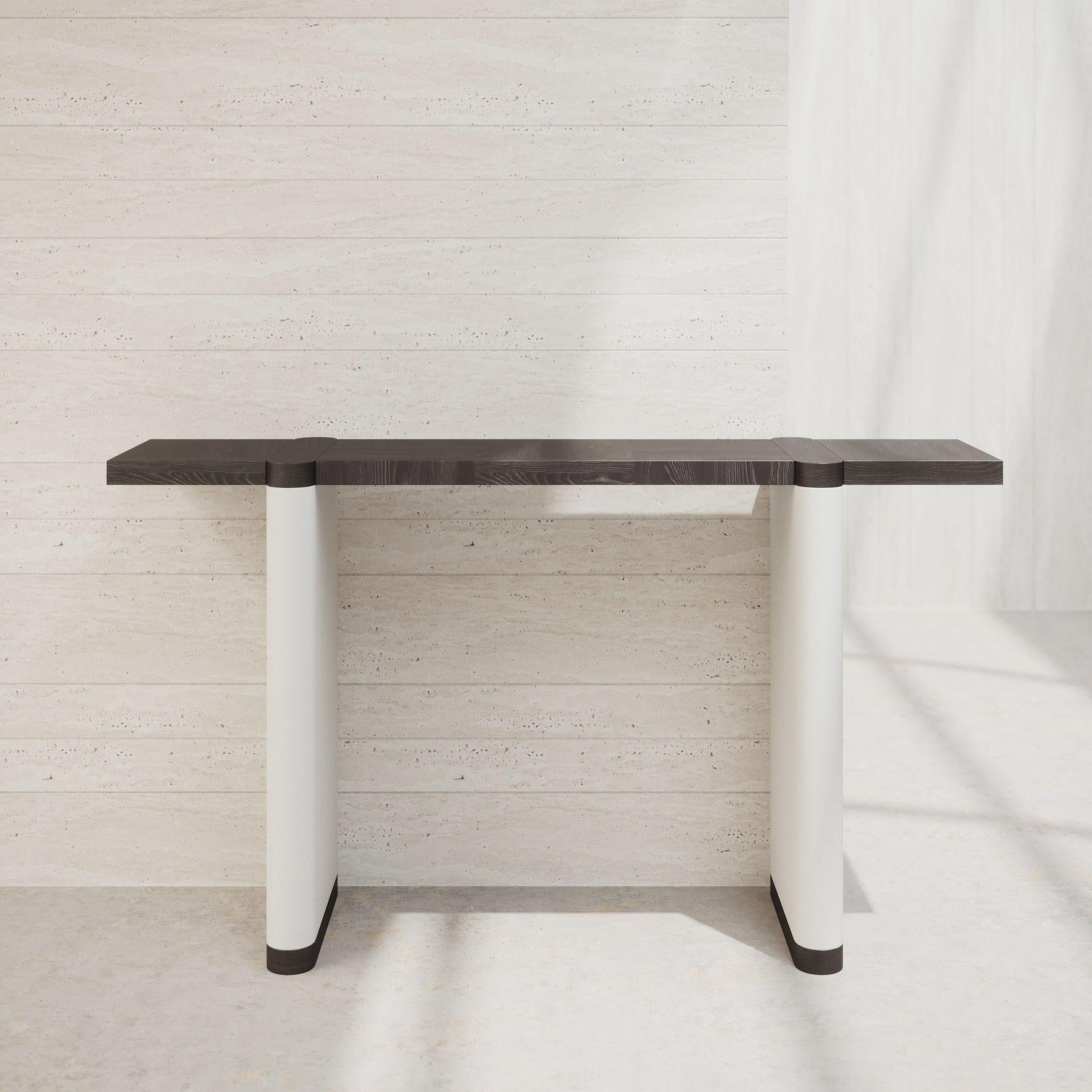 Console da scrivania con piano in Oak nero e base in finitura bianca di Ultramobili in vendita 3