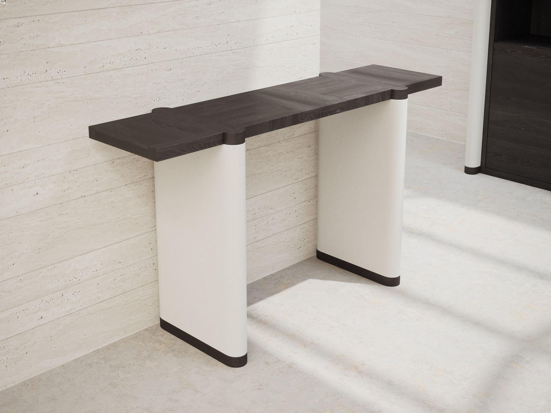 Console da scrivania con piano in Oak nero e base in finitura bianca di Ultramobili in vendita 4