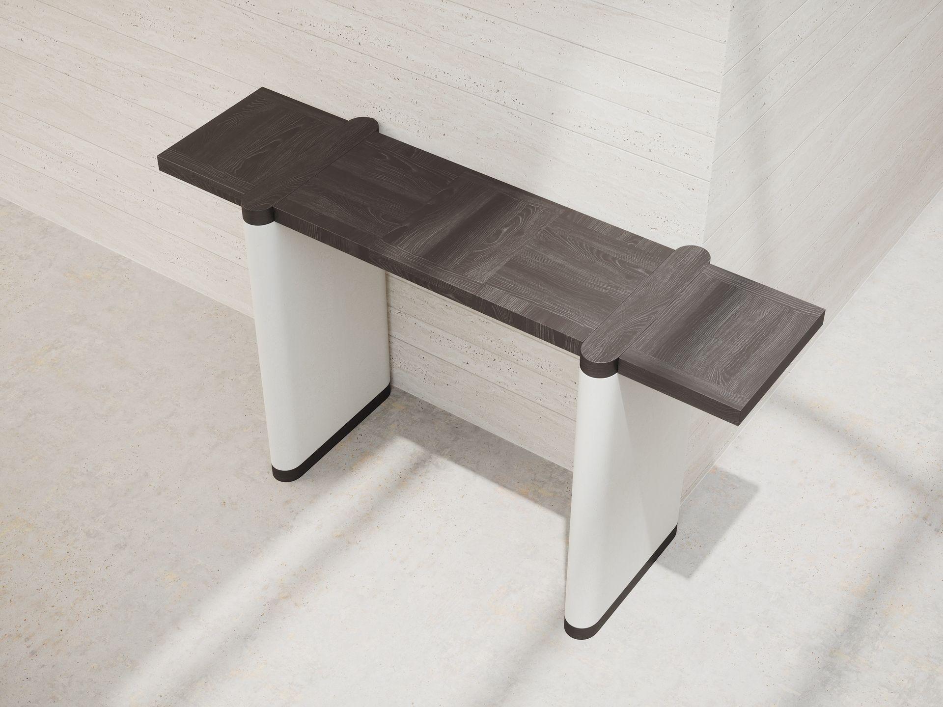 Console da scrivania con piano in Oak nero e base in finitura bianca di Ultramobili in vendita 1
