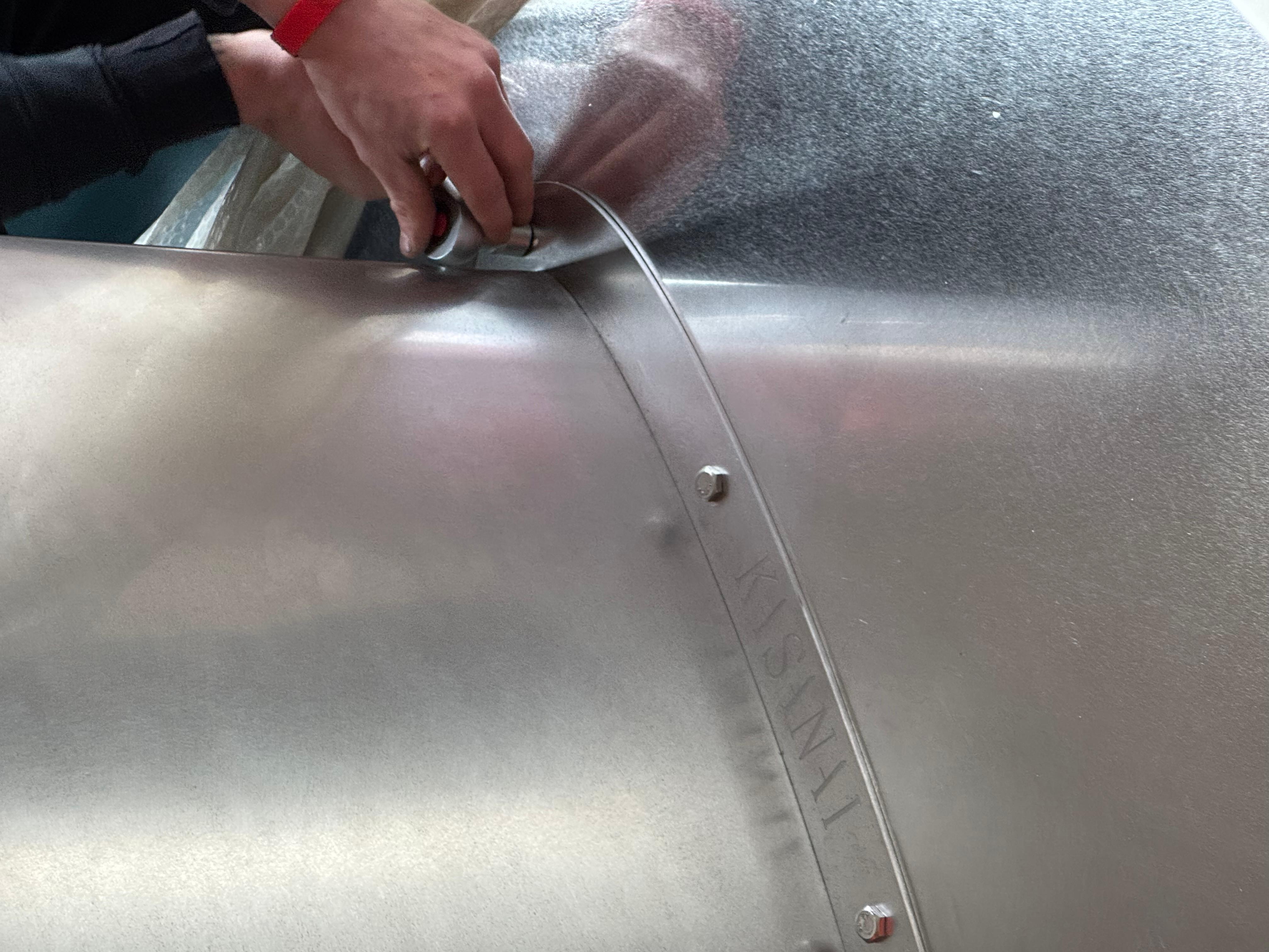Unique Thick Stainless Steel Table Table by Kasanai For Sale 5