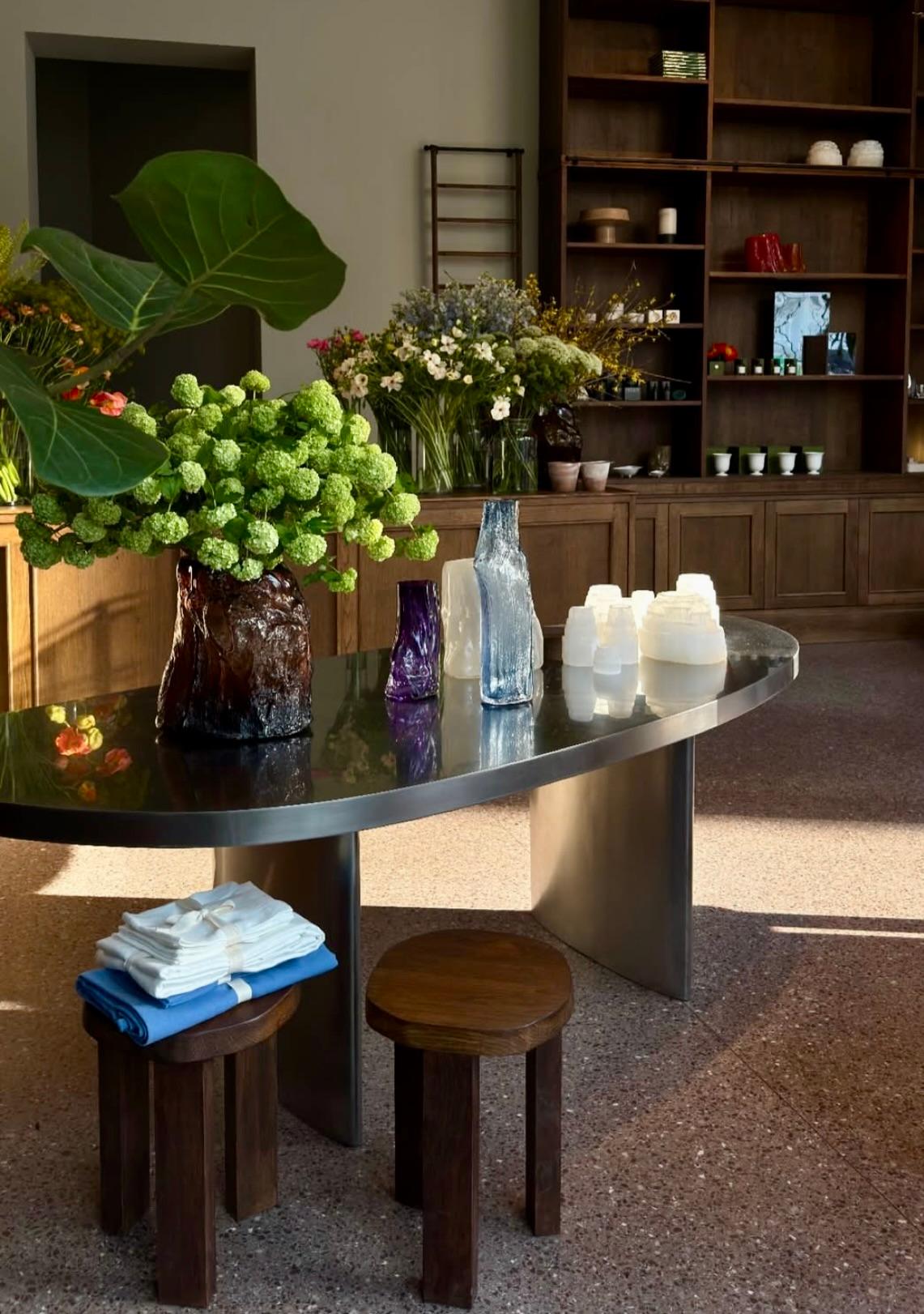 Contemporary Unique Thick Stainless Steel Table Table by Kasanai For Sale