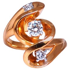 Unique Three Dimensional .45ct Natural Diamonds Curling Motif Ring 14kt*