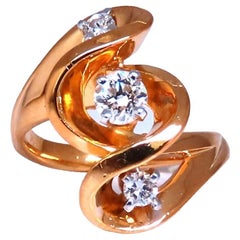 Einzigartiger dreidimensionaler Ring mit geschwungenem Motiv, 45 Karat natürliche Diamanten, 14 Karat