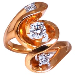 Unique Diamonds Naturel en trois dimensions .45ct Curling Motif Bague 14kt