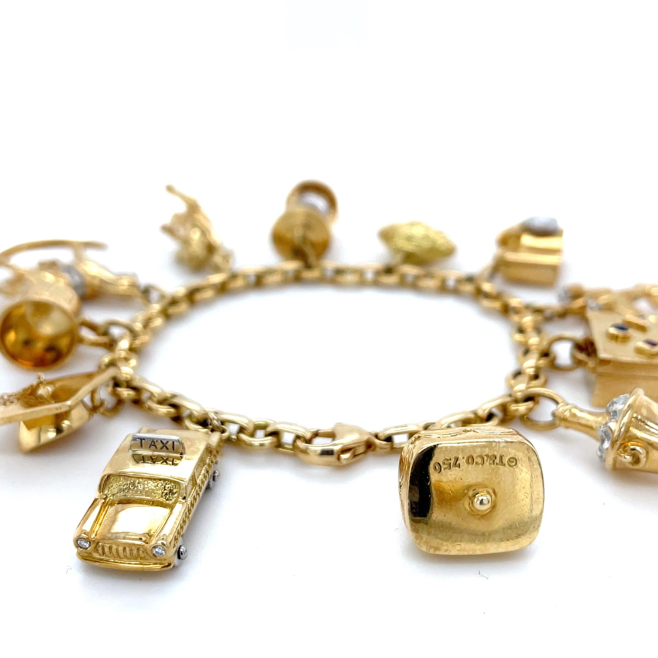 Einzigartiges Tiffany & Co. Charm-Armband aus 18 Karat Gelbgold (Brillantschliff)