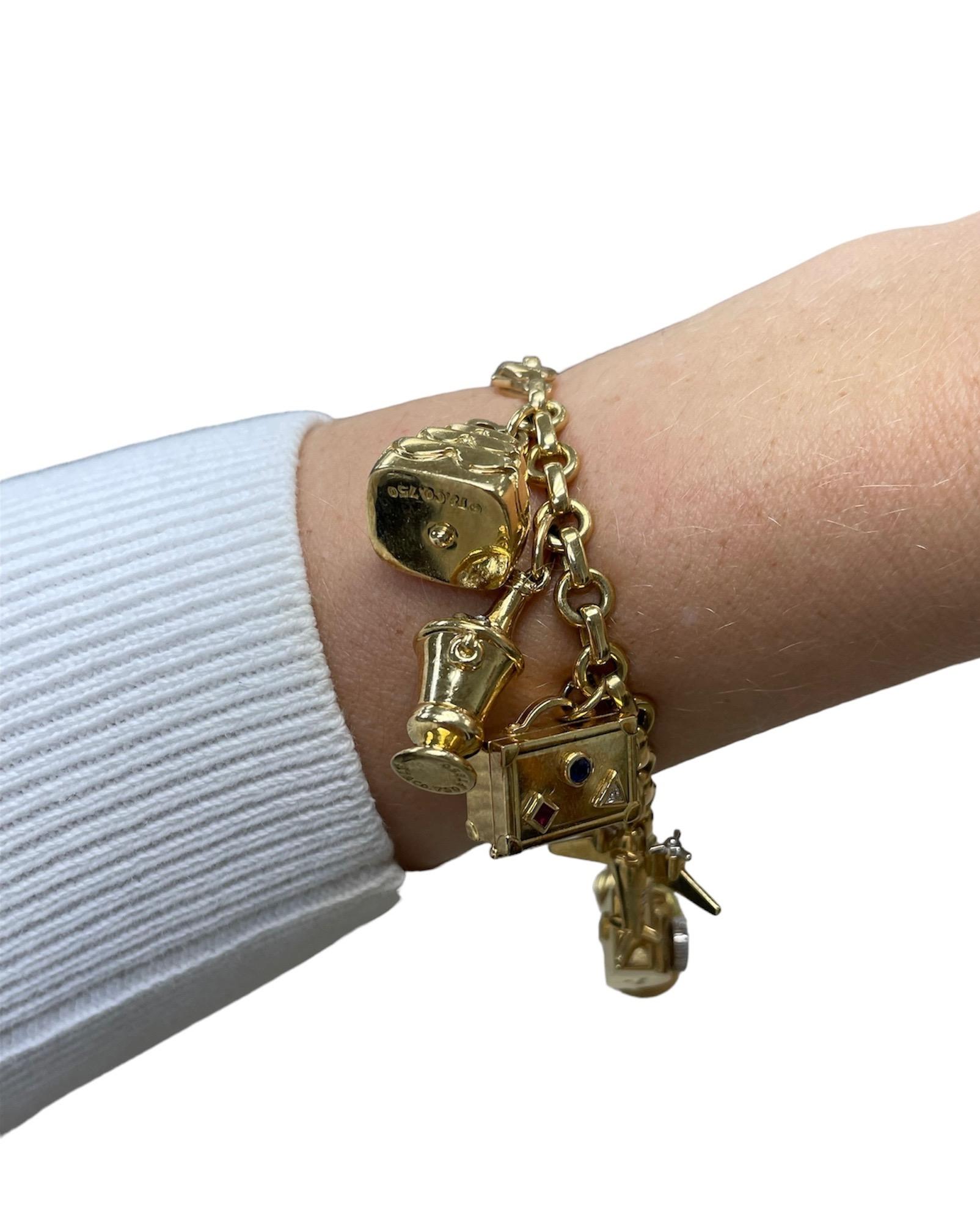 Einzigartiges Tiffany & Co. Charm-Armband aus 18 Karat Gelbgold für Damen oder Herren