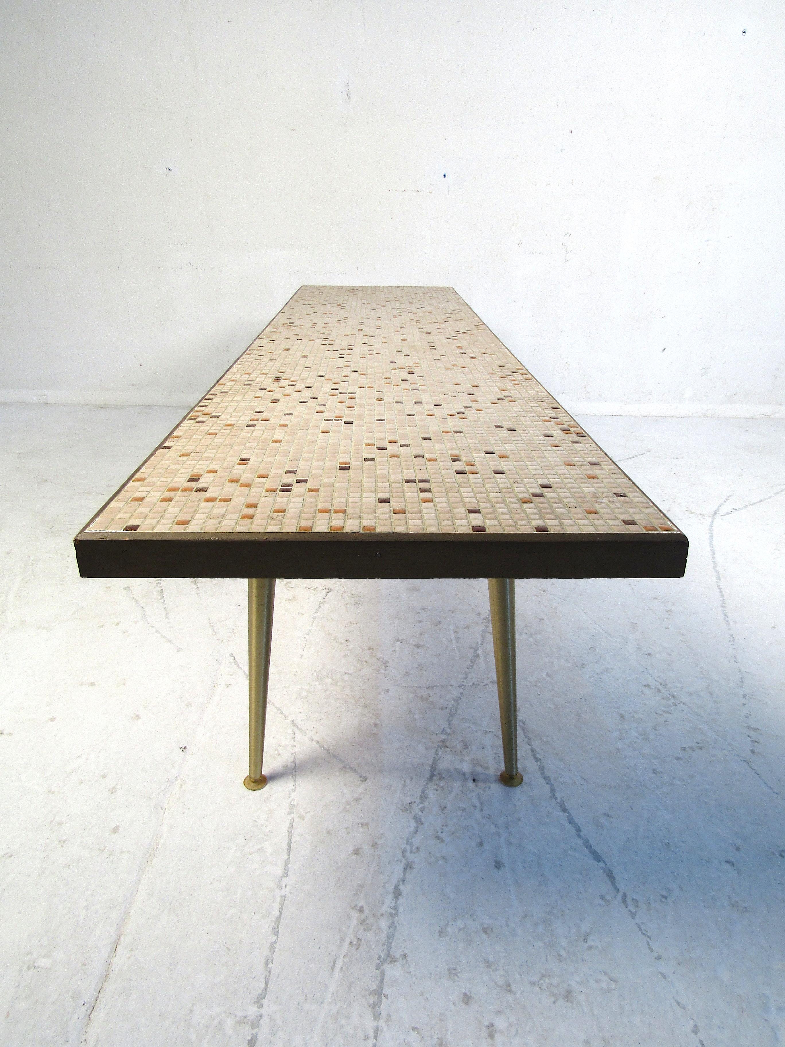 Mid-Century Modern Unique Tile-Top Mosaic Coffee Table