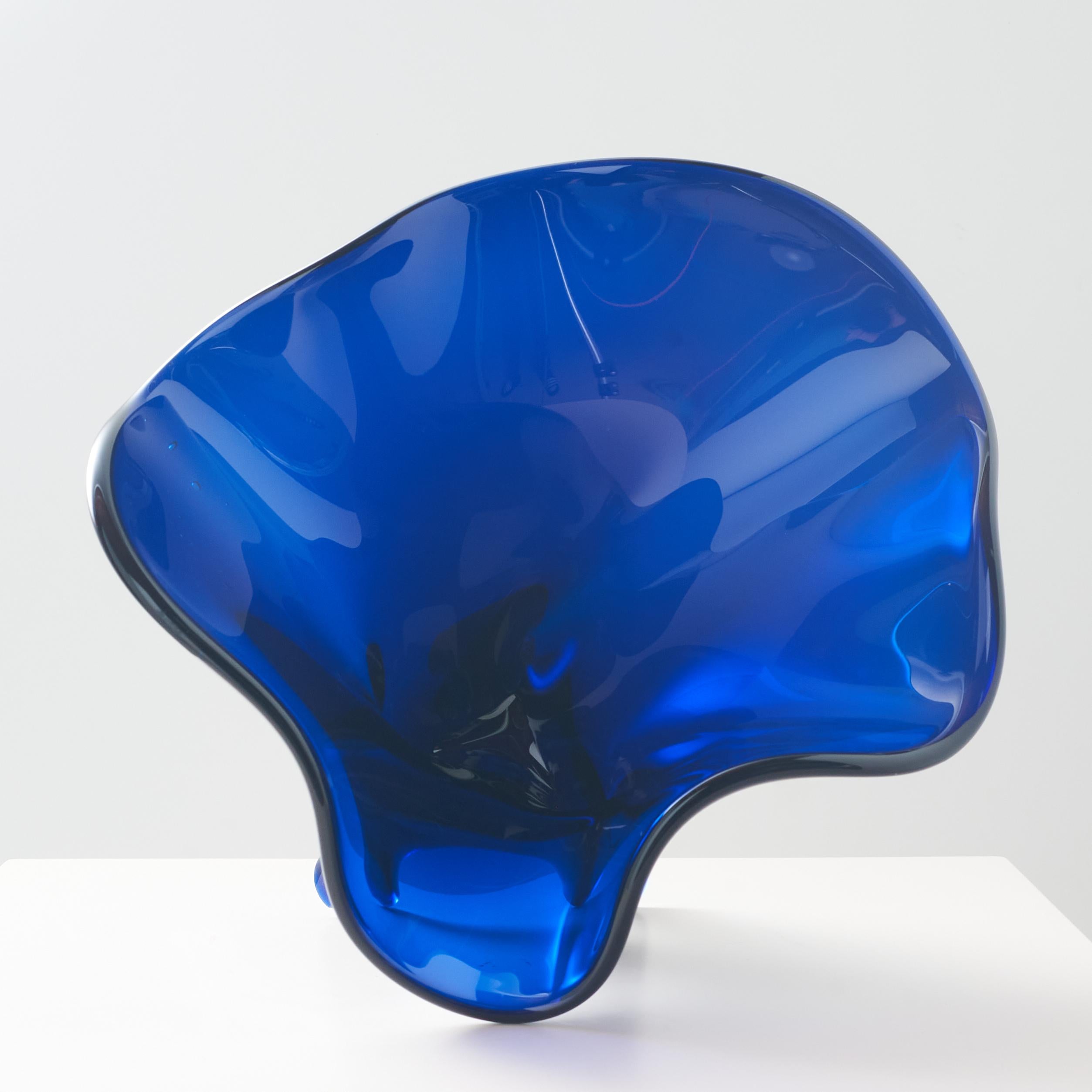 Glass Unique Tornado blue glass bowl by Allan Scharff For Sale