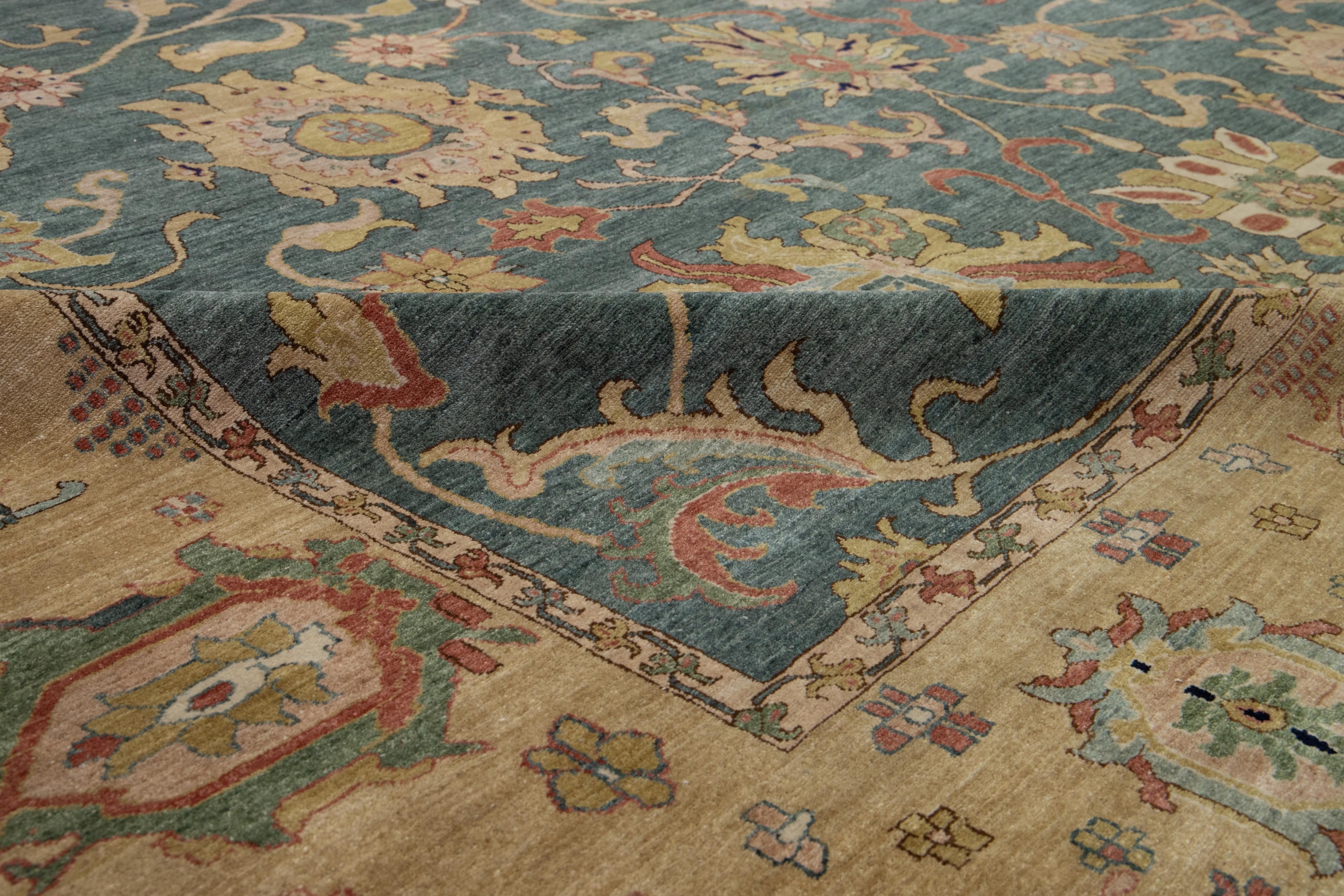 Unico tappeto di transizione egiziano Sultanabad Rugs tessuto a mano in blu. in vendita 2
