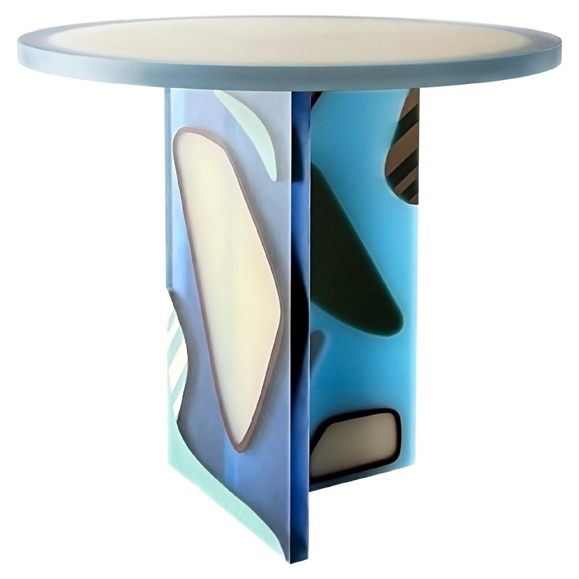 Unique Translucent Blue Resin Lucent Cafe Table by Elyse Graham For Sale