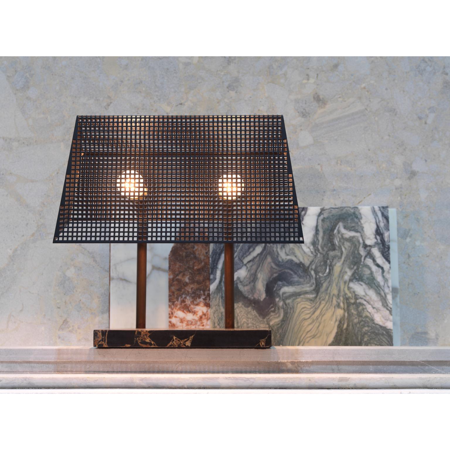 Modern Unique Trapèze Table Lamp Marble Base by Koen Van Guijze