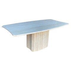 Unique Travertine Stone Dining Table With Pedestal Base