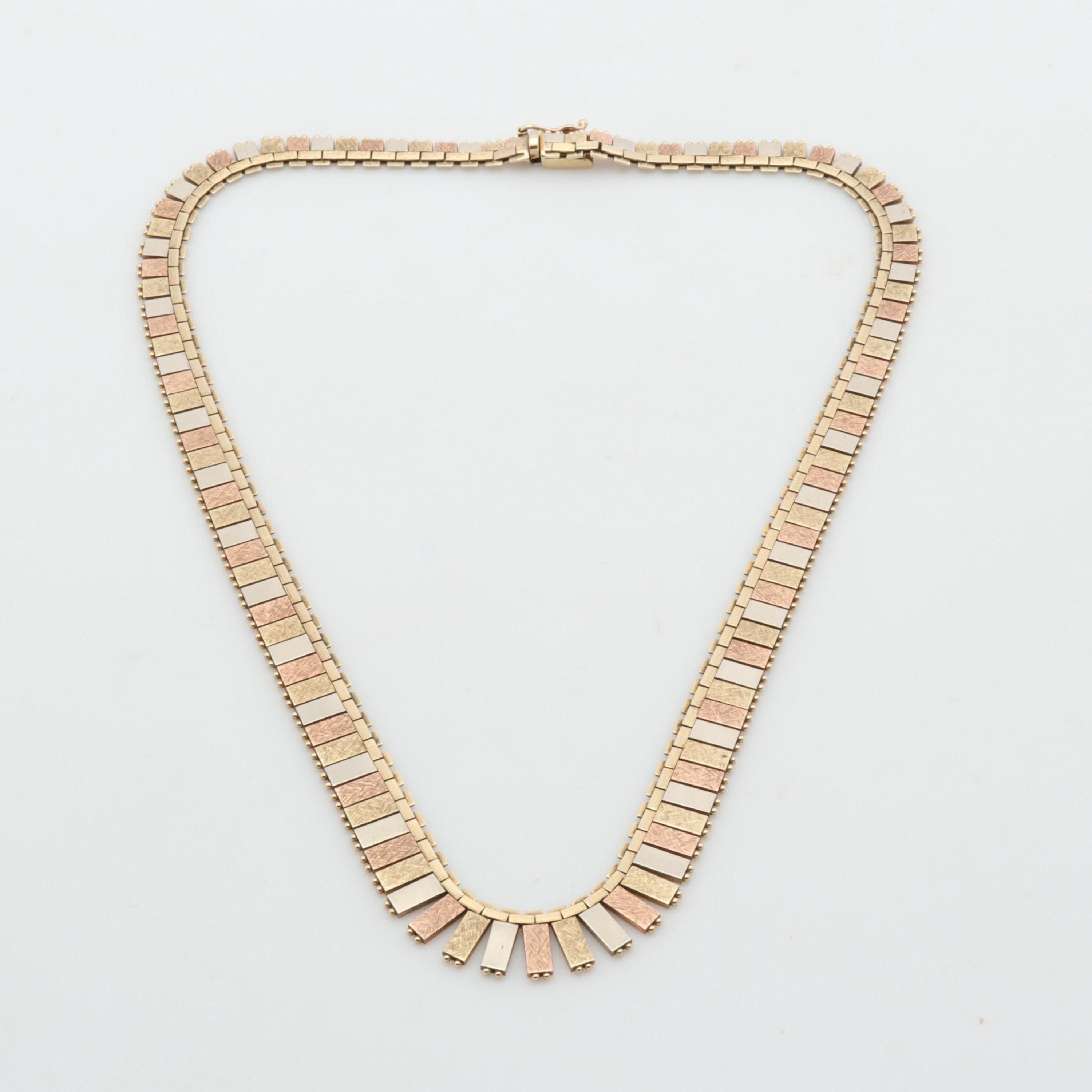Einzigartige dreifarbige Braut-Gold-Halskette für sie, Vintage im Zustand „Neu“ im Angebot in Orlando, Florida