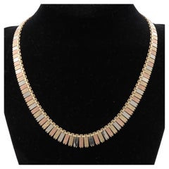 Einzigartige dreifarbige Braut-Gold-Halskette für sie, Vintage