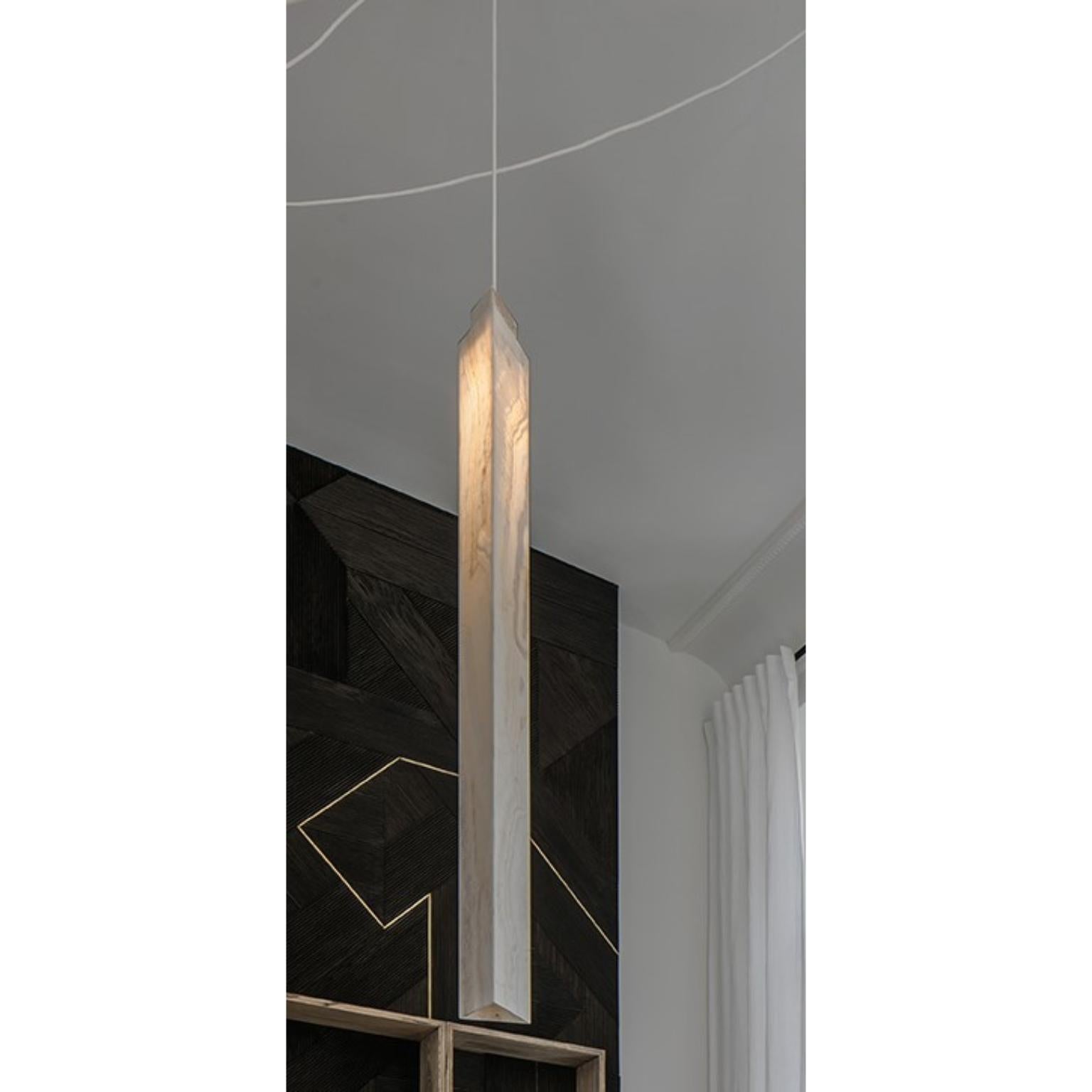 Unique Triangle Pendant Lamp by Koen Van Guijze
Dimensions: W128 x D128x H 1800 cm
Materials: Onyx

Onyx pendant in a triangle shape, vive l’art de la lumière.

After a career of more than 25 years in the lighting business as a lighting architect,