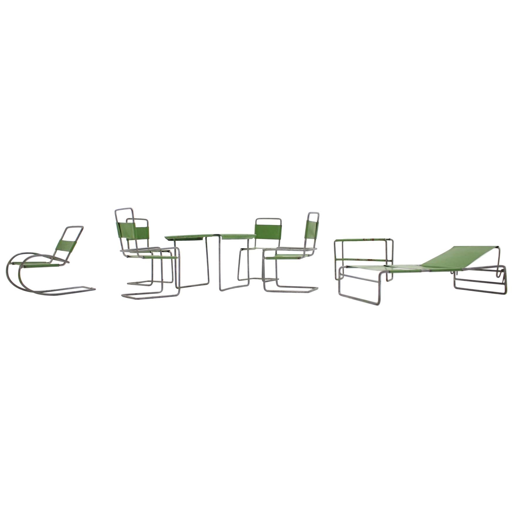 Unique Tubular Steel Bauhaus Miniature Toy Furniture, 1930s, Rare