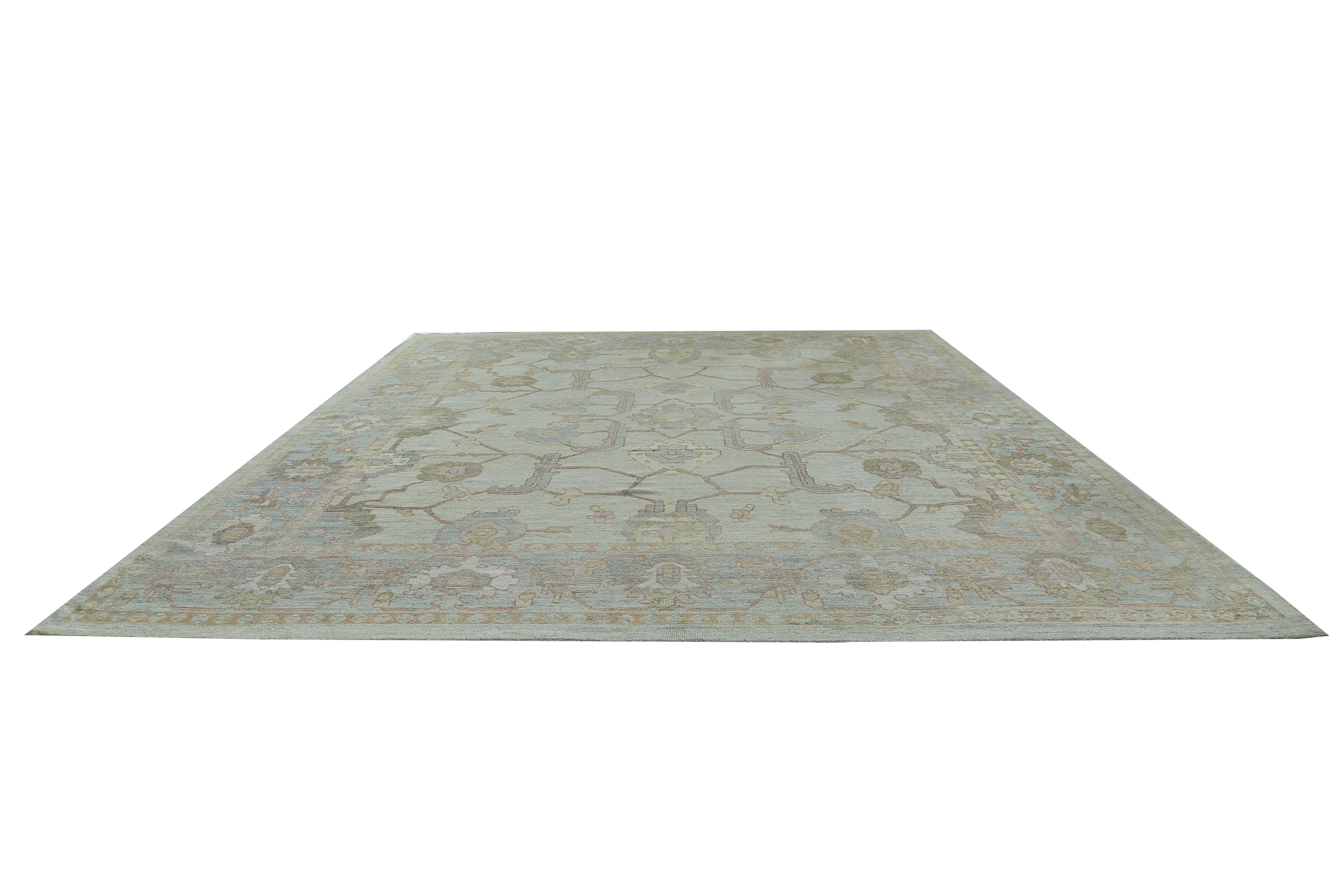 Alfombra Afgana Oushak Circa 1990 - Lana Azul Diseño Marfil - 95472 Afgano en venta