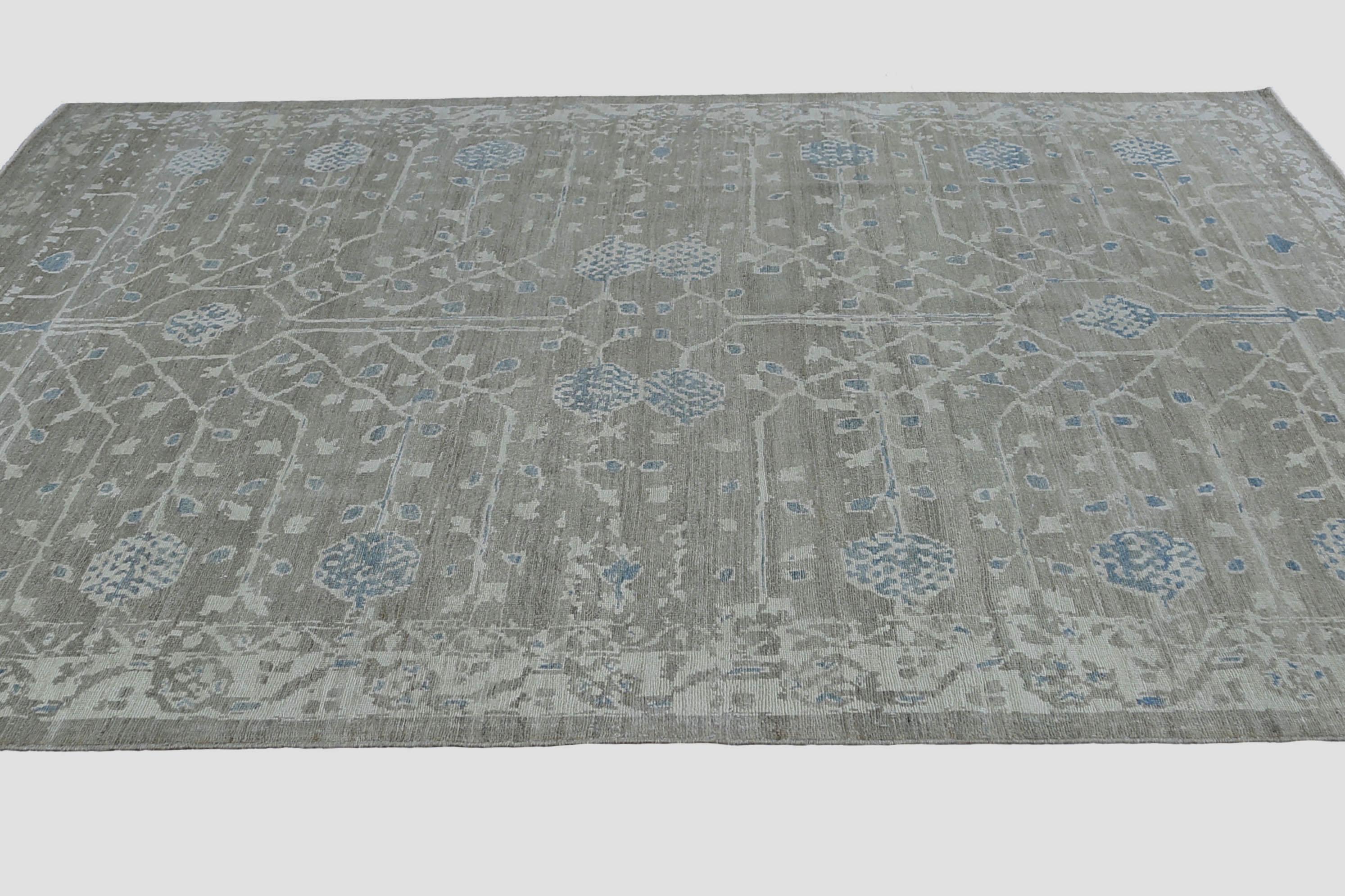 Afghanistan Sultanabad-Teppiche Circa 1990 - Wolle Elfenbein Taupe Design - 95518 im Angebot 4
