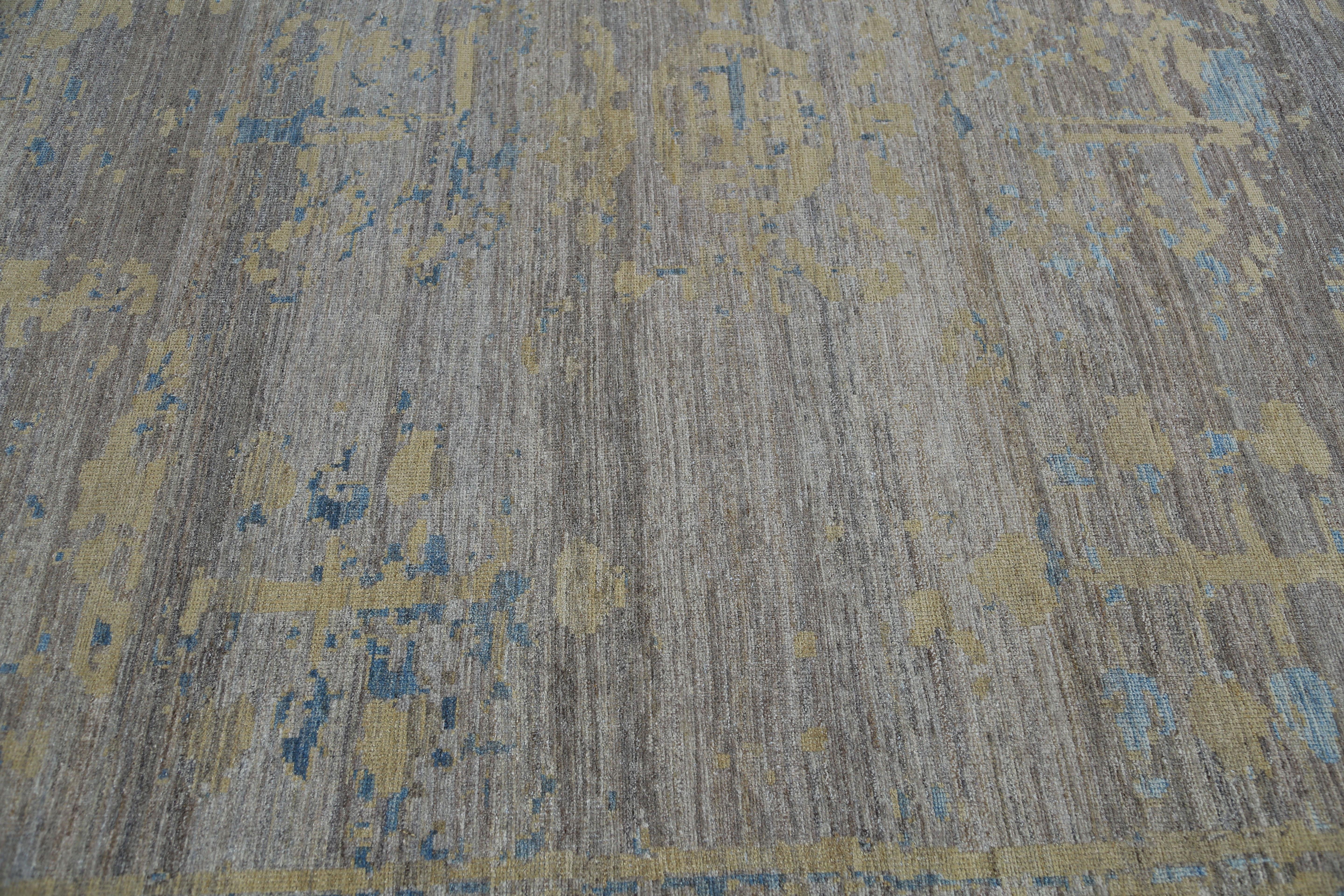 Afghanistan Sultanabad Area Rugs CIRCA 1990 - Wolle Braun Gelb Design - 95513 (Stammeskunst) im Angebot