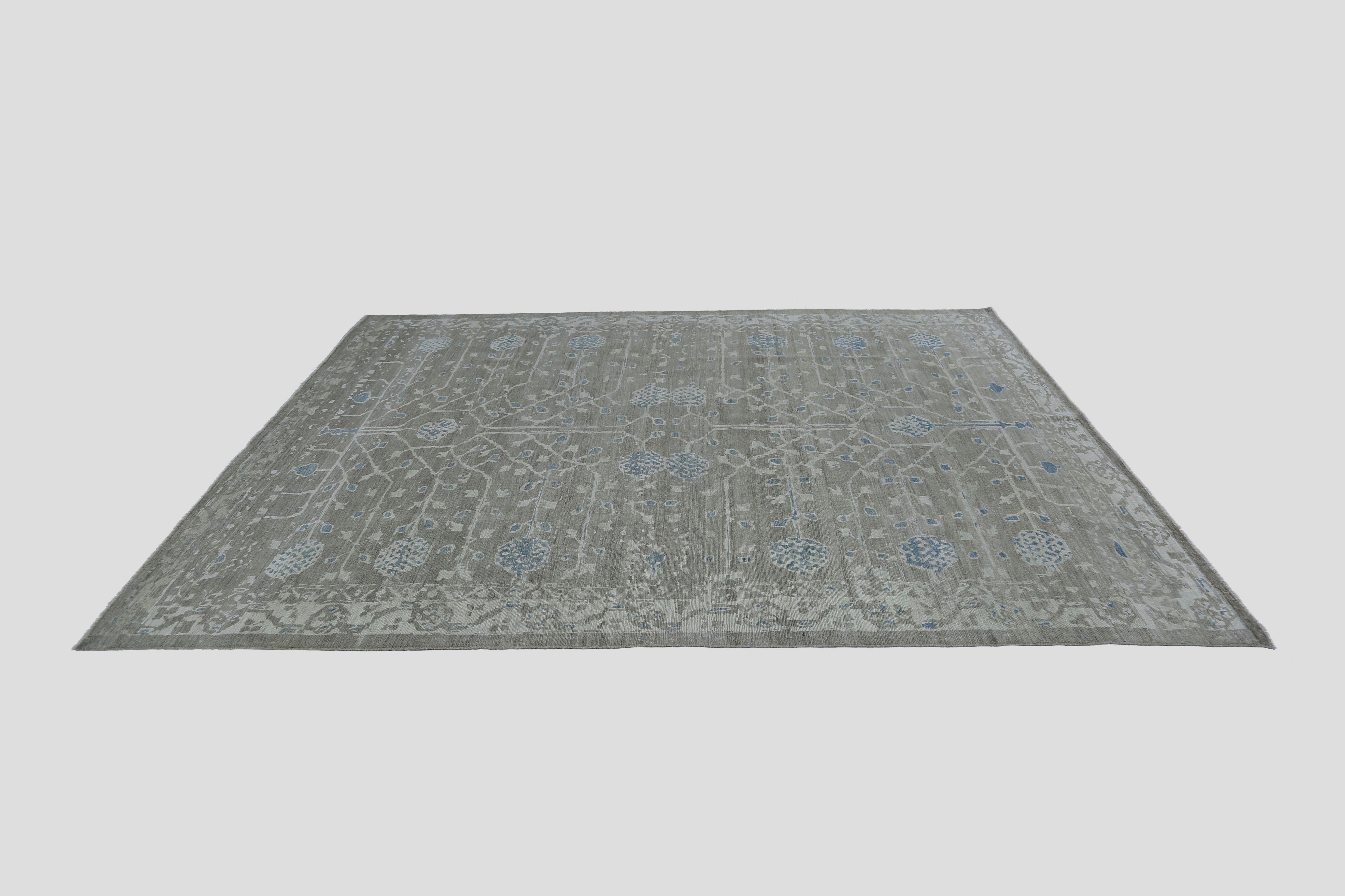 Afghanistan Sultanabad-Teppiche Circa 1990 - Wolle Elfenbein Taupe Design - 95518 im Angebot 2