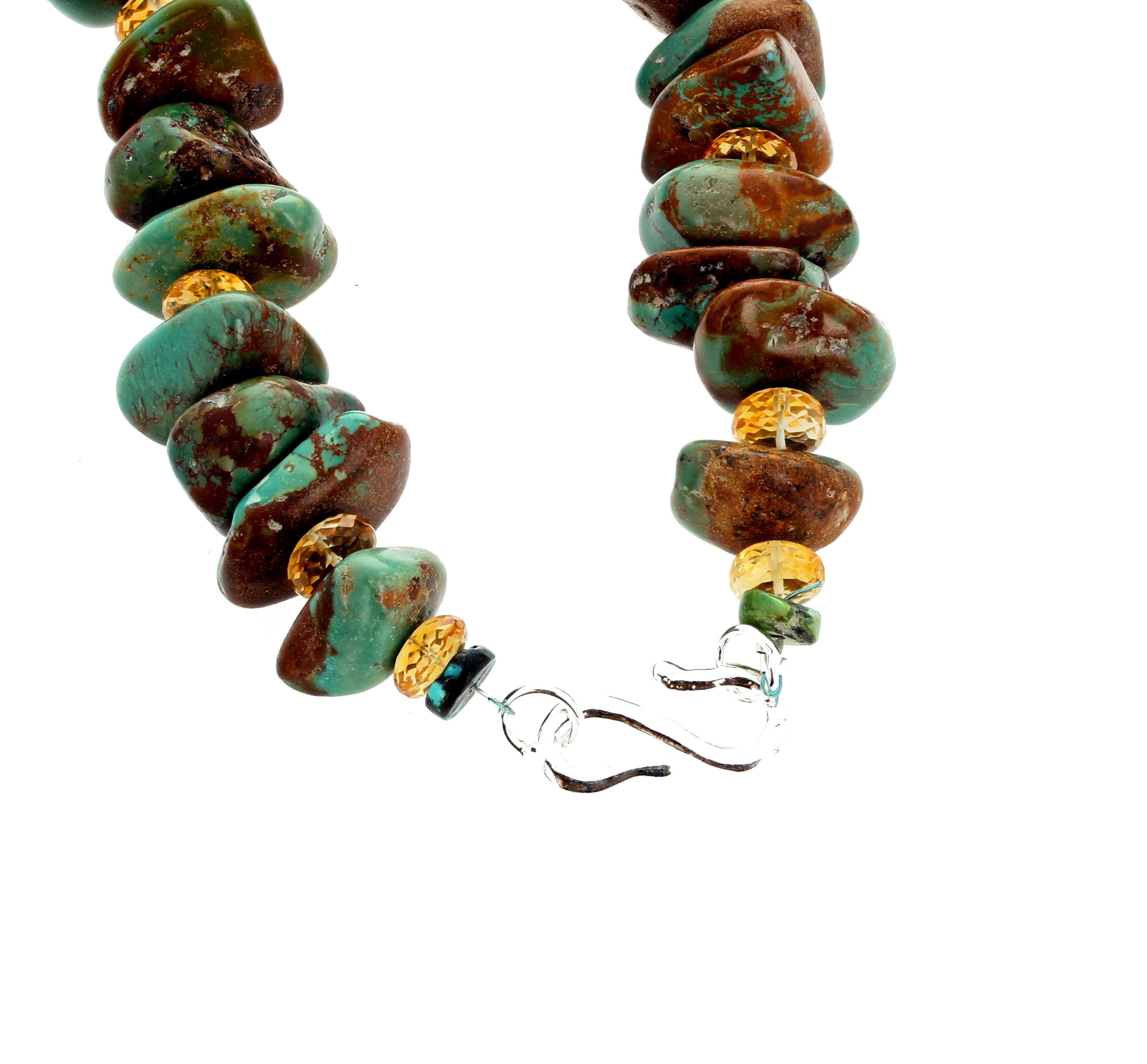 Women's Gemjunky Fascinating Large Natural Turquoise and Turquoise and Citrine Necklace