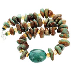 Gemjunky Fascinating Large Natural Turquoise and Turquoise and Citrine Necklace