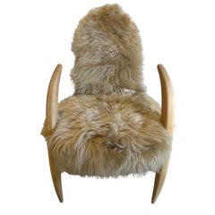 Unique Tusk Style Chairs with New Sheepskin and Fabric Upholstery