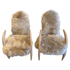 Unique Tusk Style Chairs with New Sheepskin and Fabric Upholstery