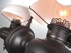 Unique Twin Oil Lamp Chandelier - Newly Electrified
