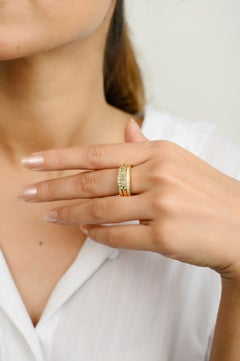 Unique Two-in-One Green Sapphire and Diamond Wedding Ring 14k Solid Yellow Gold