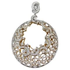 Unique Two Tone Gold Pendant with Diamonds