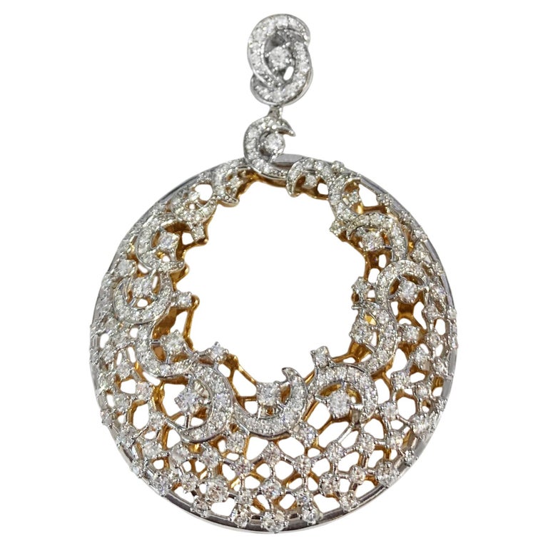 Unique Two Tone Gold Pendant with Diamonds For Sale at 1stDibs
