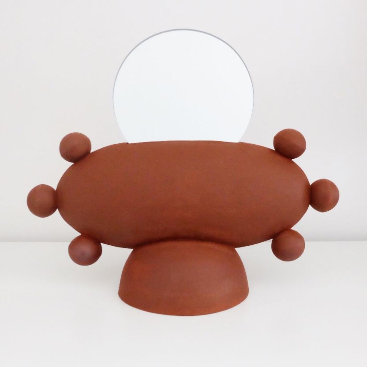 Unique UFO Mirror by Ia Kutateladze
Dimensions: W 33 x H 26 cm
Materials: Clay
UFO 02 is a hand built ceramic mirror. Playful and bold functional decorative object, for various types of interiors.
IAAI / Ia Kutateladze is a Georgian