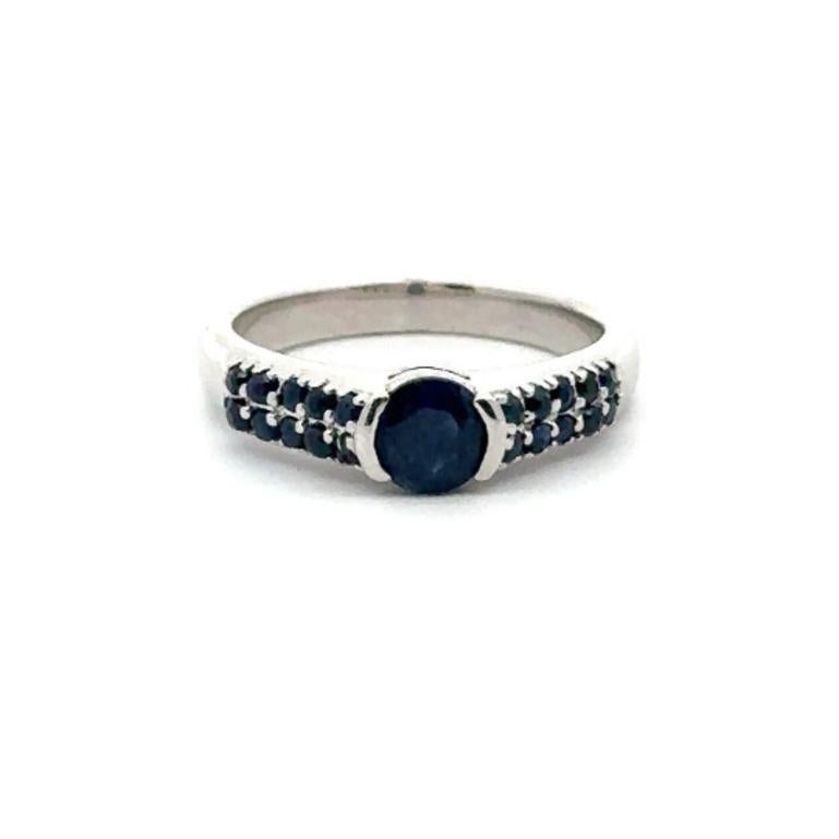 For Sale:  Unique Unisex Blue Sapphire Ring Gift in .925 Sterling Silver 3