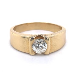 Unique Unisex Tension Ring - 18K Gold Vintage Ring, 0.8ct Old European Diamond