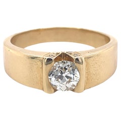 Unique Unisex Tension Ring - 18K Gold Vintage Ring, 0.8ct Old European Diamond