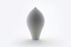 Unique Untitled 1 Hand Carved White Porcelain Vessel by Lee Jong Min