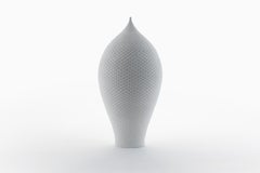 Unique Untitled 4 Hand Carved White Porcelain Vessel by Lee Jong Min