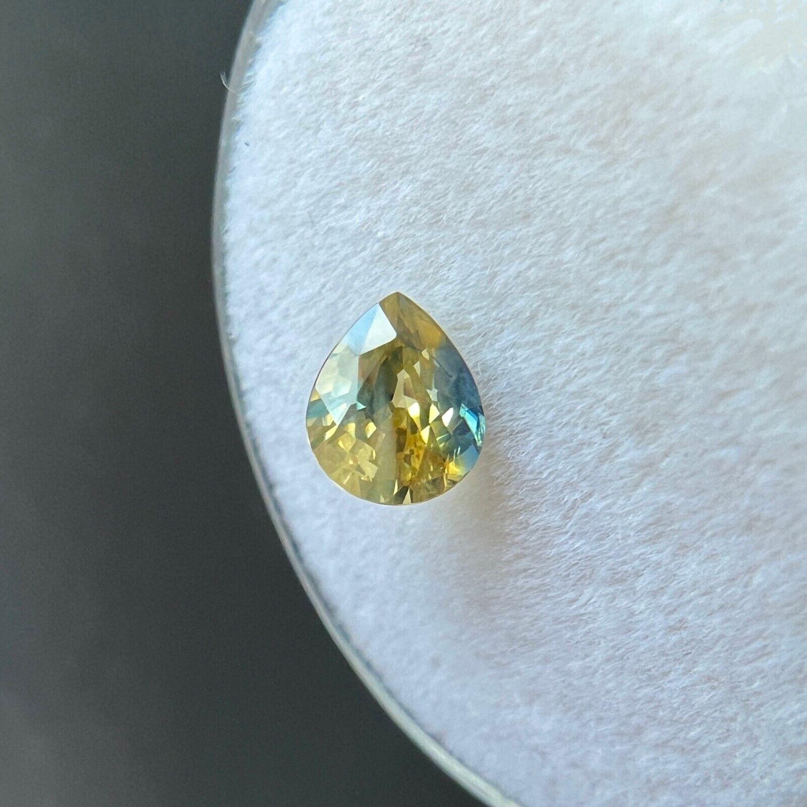 Unique Untreated GIA Certified Parti Colour Sapphire Blue Yellow 0.82ct Pear VS In New Condition For Sale In Birmingham, GB