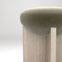 Taburete único en forma de "X" tapizado, de madera y metal, Colección Parisii