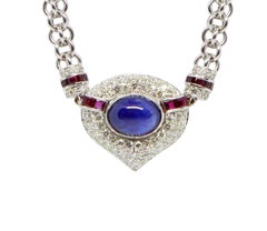 Vacheron Constantin Rare Diamond Ruby and Sapphire Necklace and Earrings Set