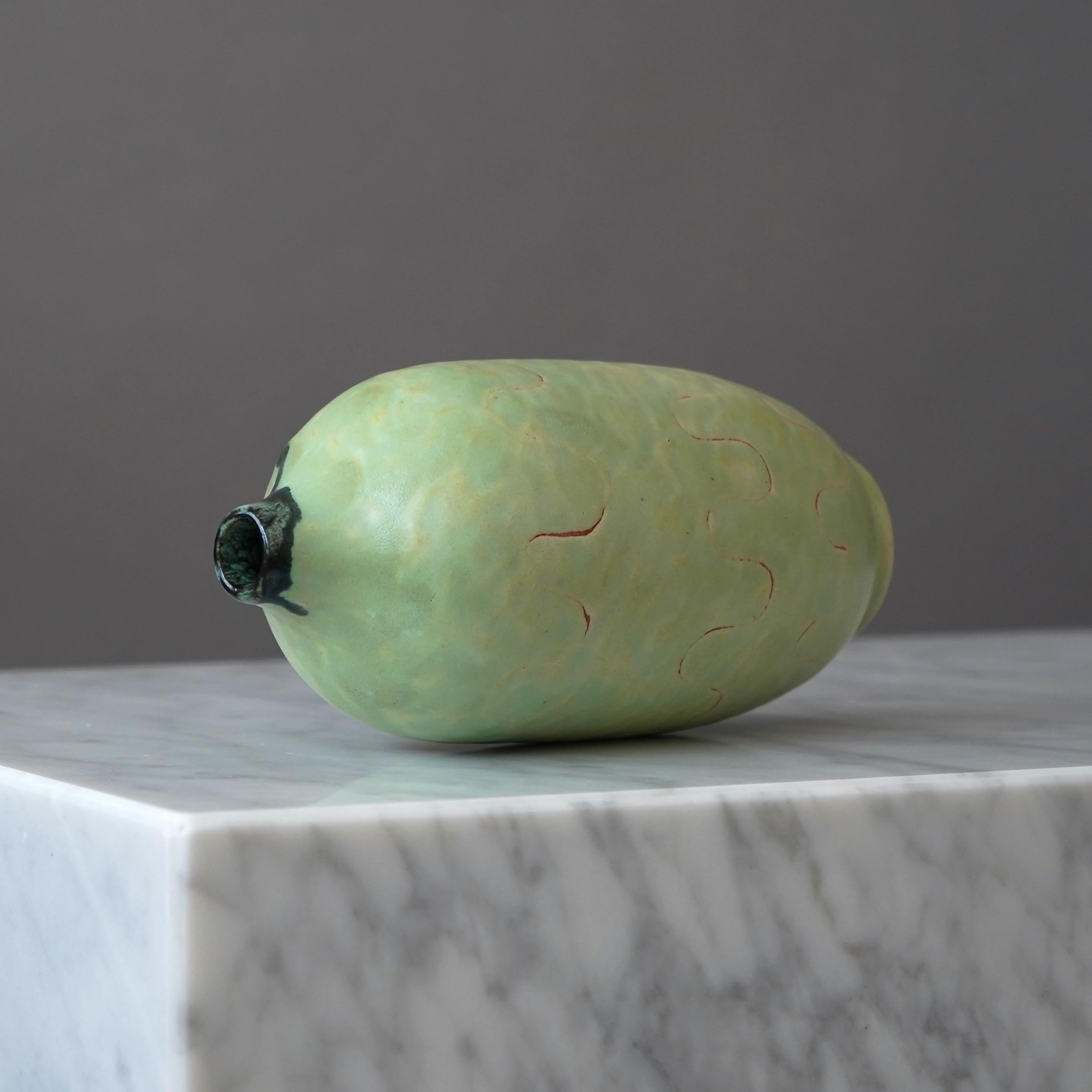 Vernissé Vase unique d'Anna-Lisa Thomson. Upsala Ekeby, Suède, années 1940 en vente