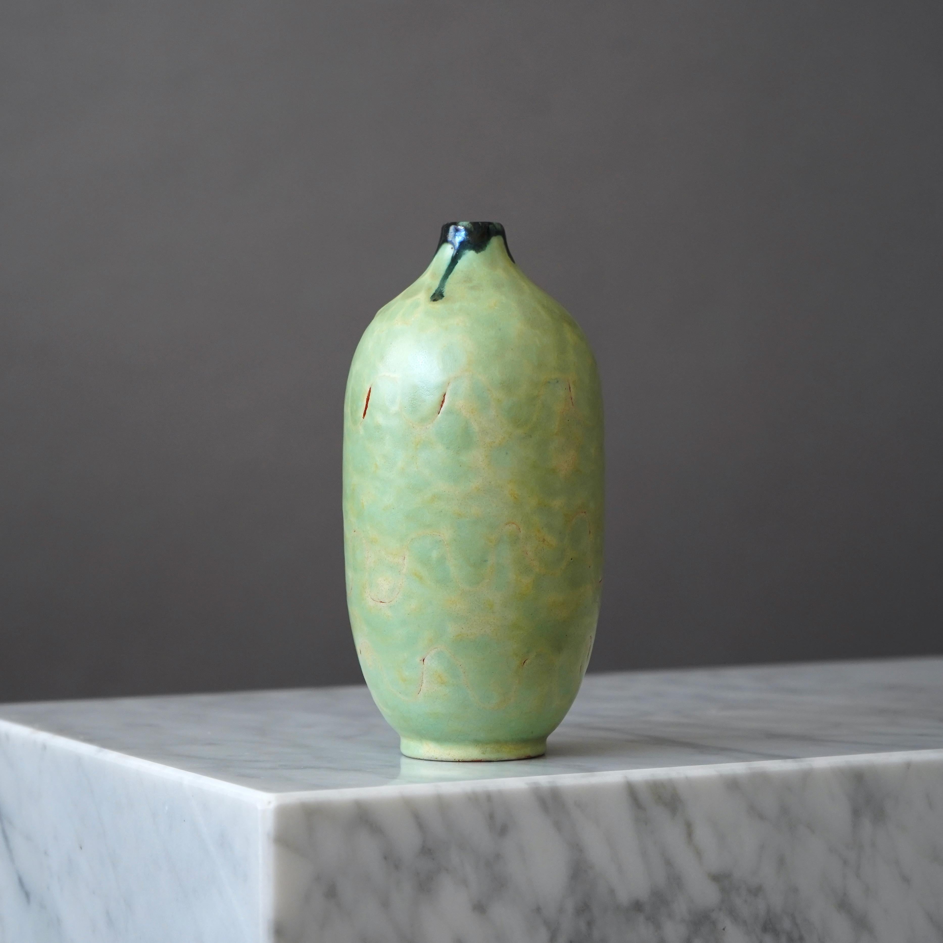 Ceramic Unique Vase by Anna-Lisa Thomson. Upsala Ekeby, Sweden, 1940s For Sale