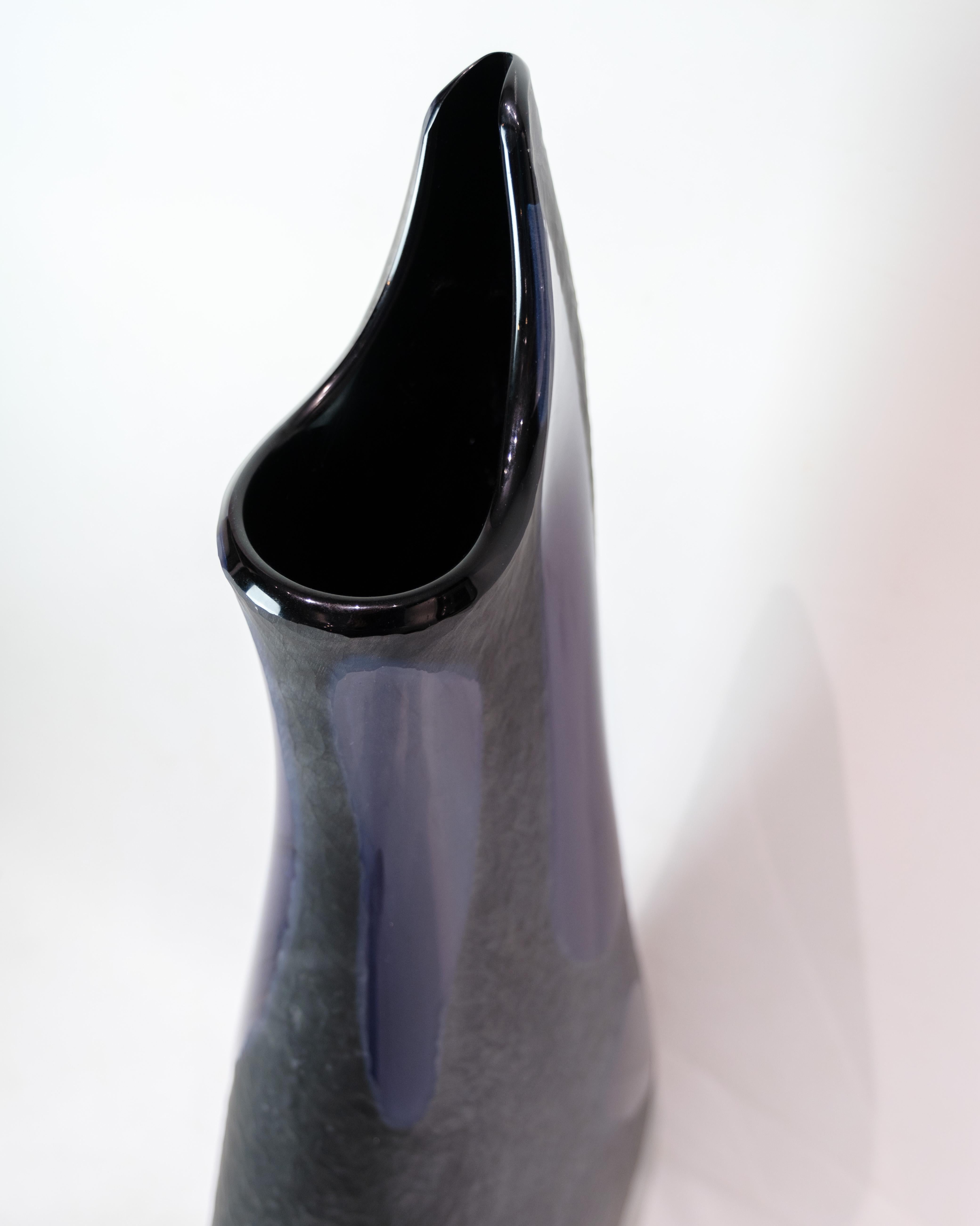 Unique Vase Made In Dark Purple By Elio Raffaeli For Murano From 2018 In Good Condition For Sale In Lejre, DK