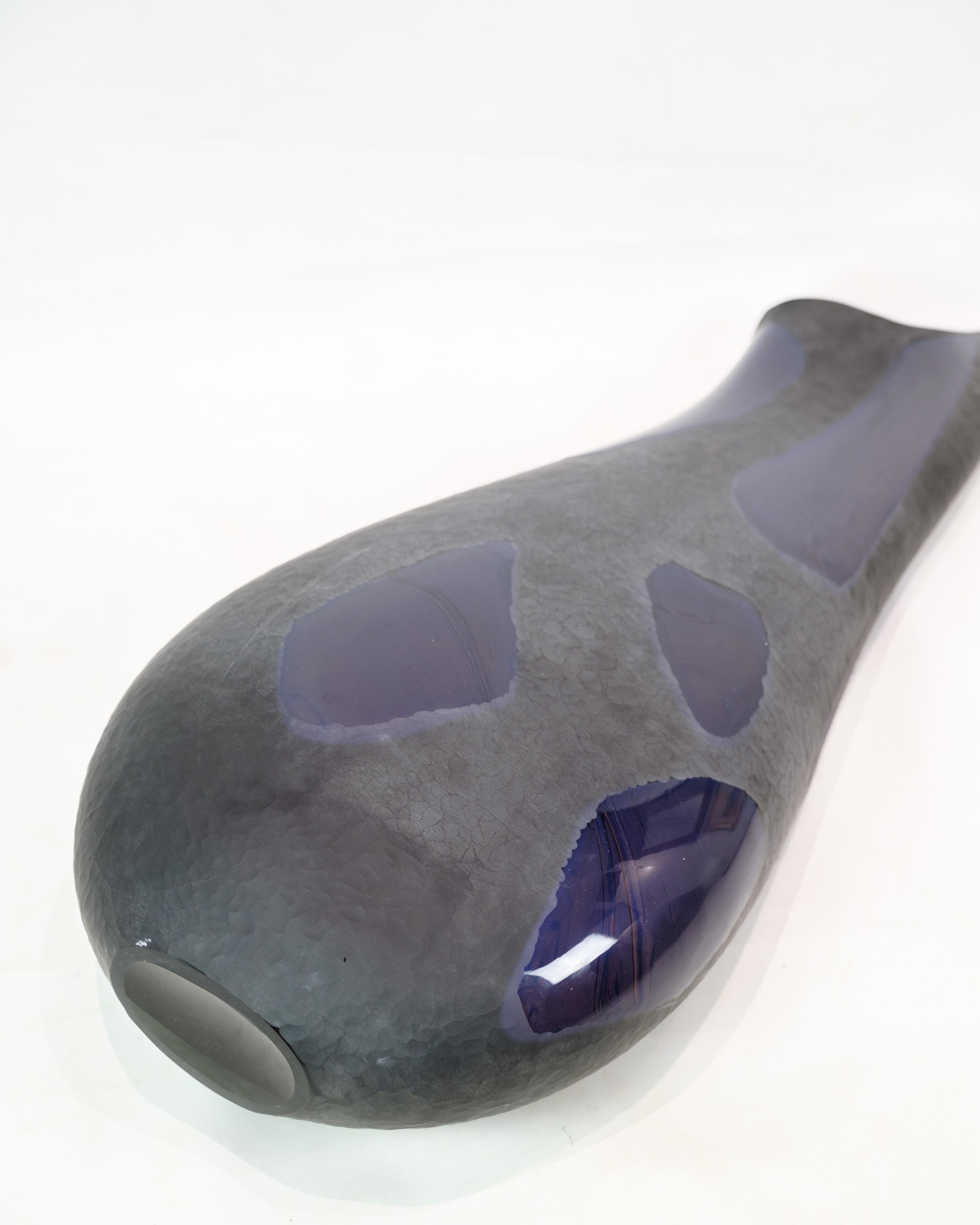 Contemporary Unique Vase Made In Dark Purple By Elio Raffaeli For Murano From 2018 For Sale