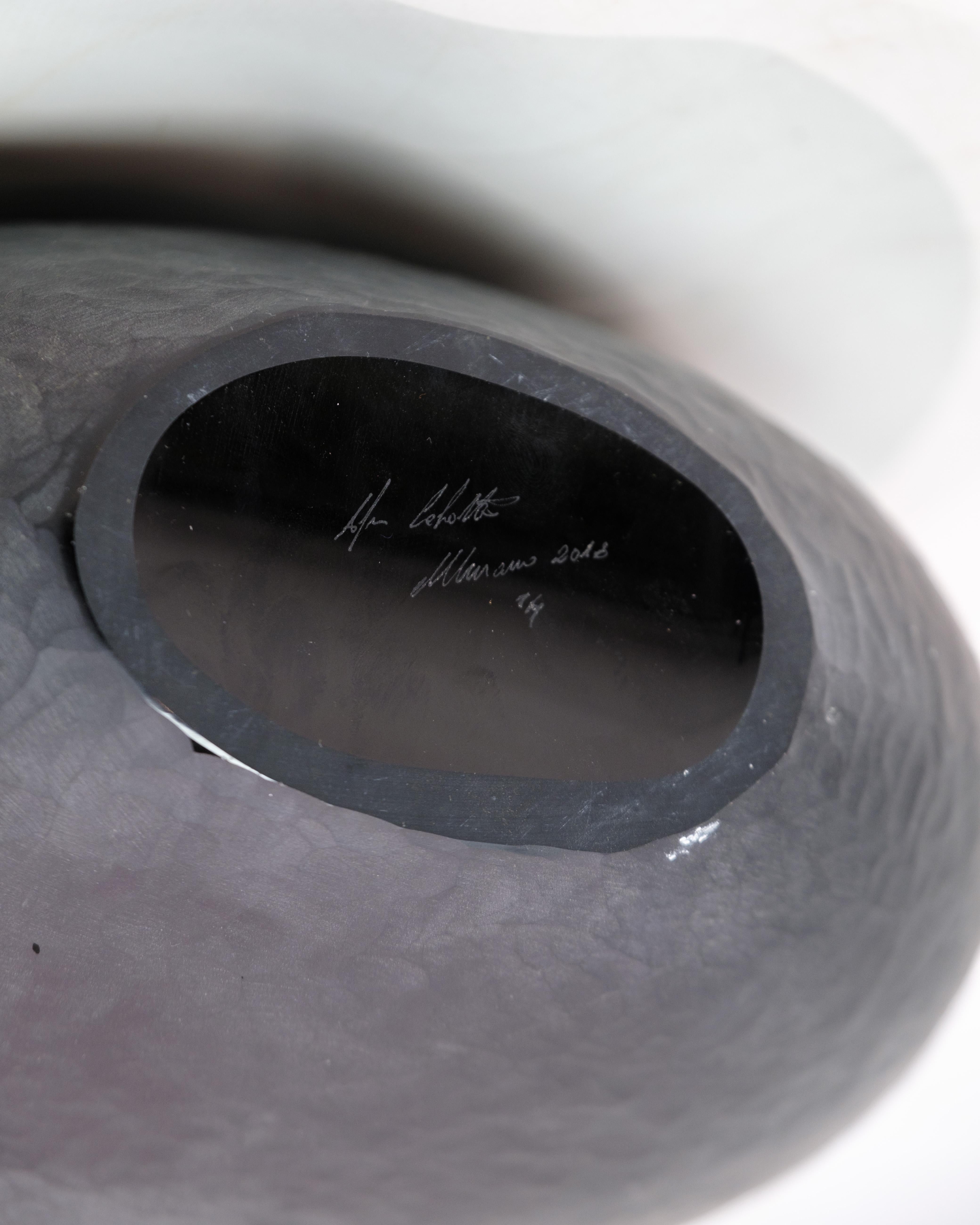 Glass Unique Vase Made In Dark Purple By Elio Raffaeli For Murano From 2018 For Sale