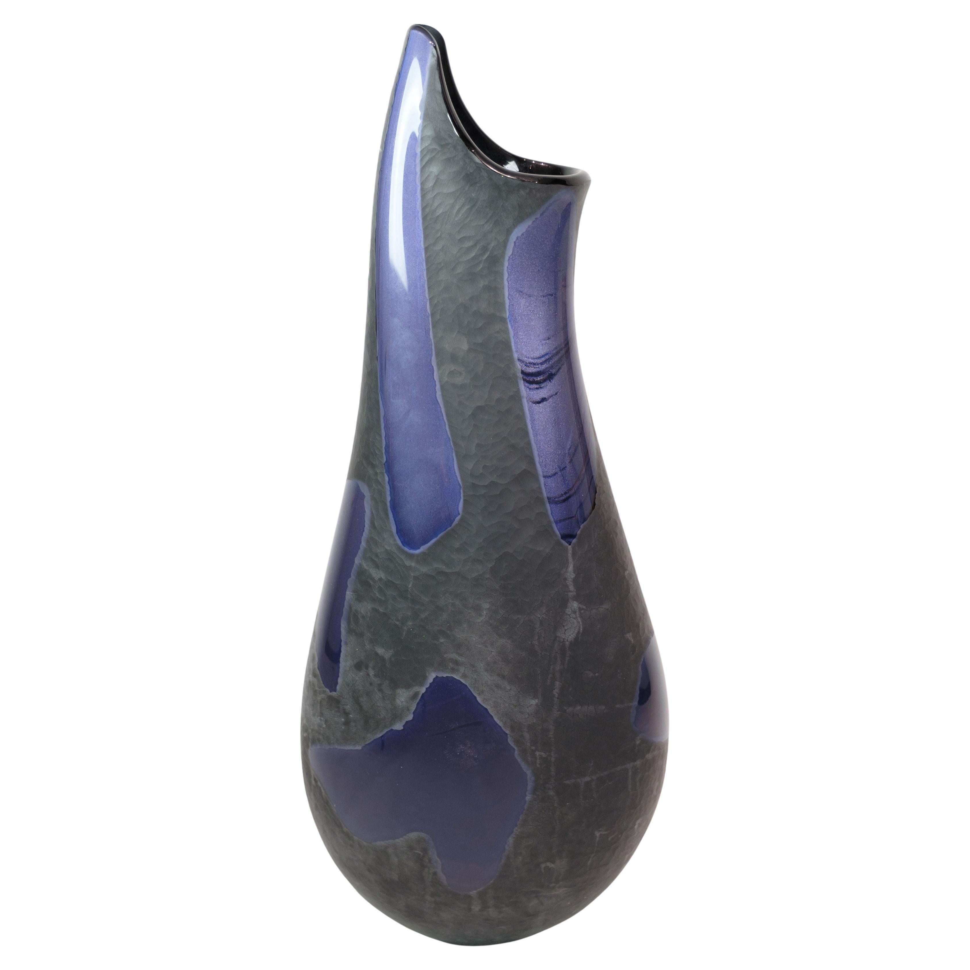 Unique Vase Made In Dark Purple By Elio Raffaeli For Murano From 2018