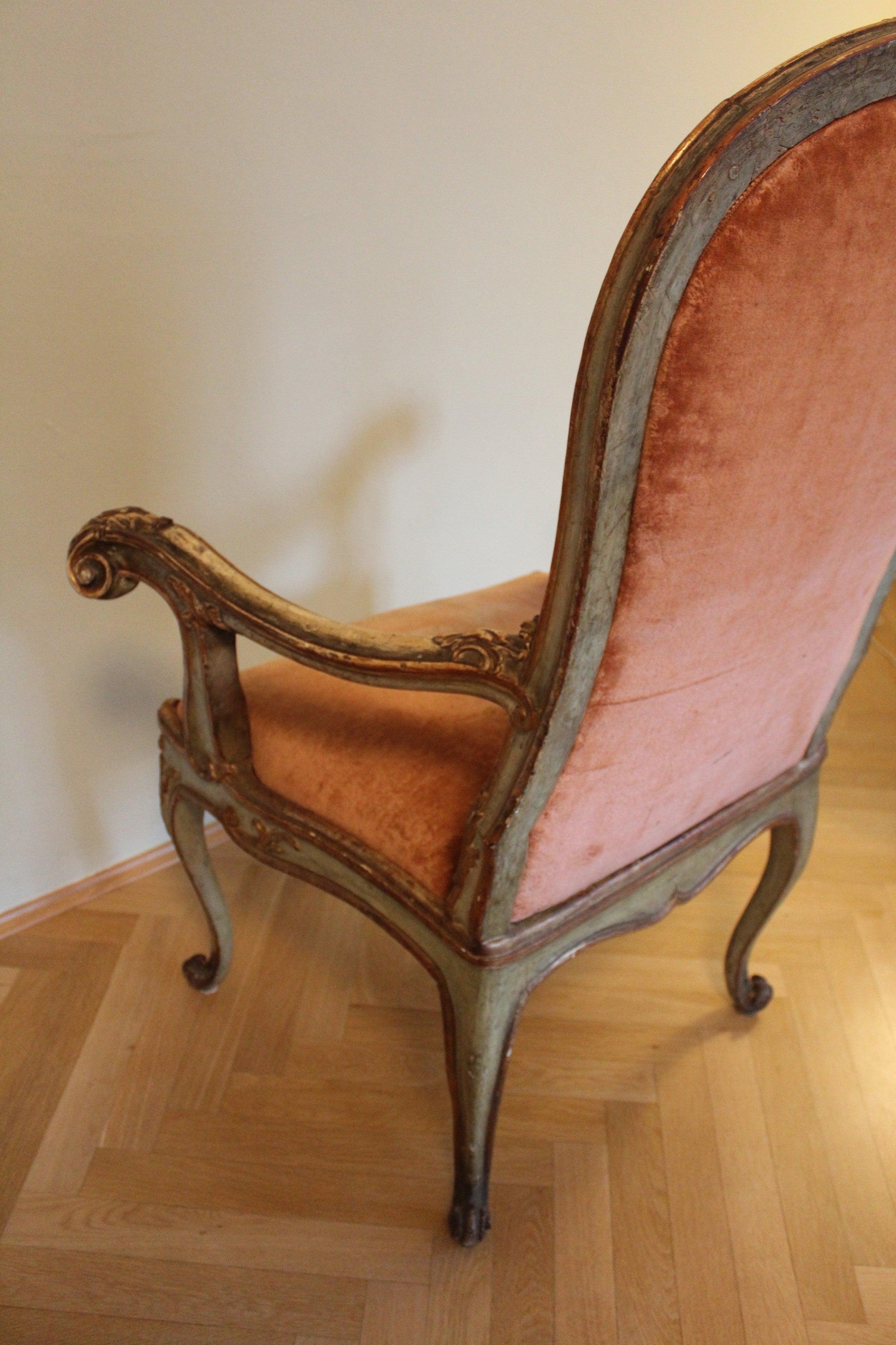 Unique Antique Venetian Dog Chair Aristocratic Provenance hand painted 2